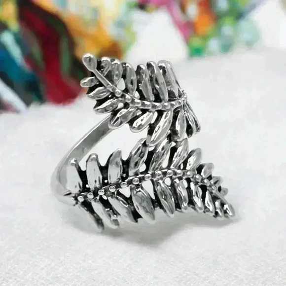 🆕️ Boho Style Adjustable Olive Leaf Ring Antique Silver Finish Fits Sizes 6-9 - Picture 8 of 14